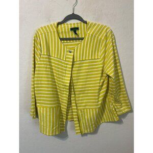 C Wonder Sz 12 Yellow White Striped Blazer Jacket Button Zip Front